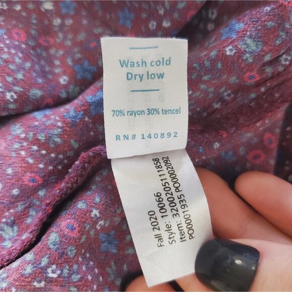 Marine Layer | Kiley Cabernet Ditsy Floral Wide Leg Pull-On Pocket Pants - Picture 9 of 9